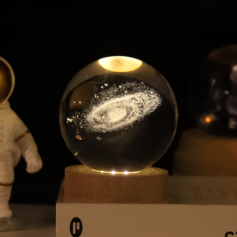 Lámpara Nocturna de Bola de Cristal 3D de Cristal Blanco, Grabado 3D e Iluminación LED, para Decoración y Regalo de Cumpleaños image 11