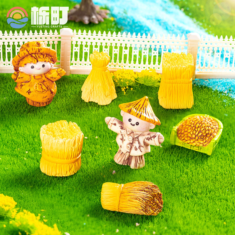Creative Scarecrow Wheat Farm Micro Landscape Gardening Landscaping DIY Decorations Accessories Miniature Mini Small Ornaments