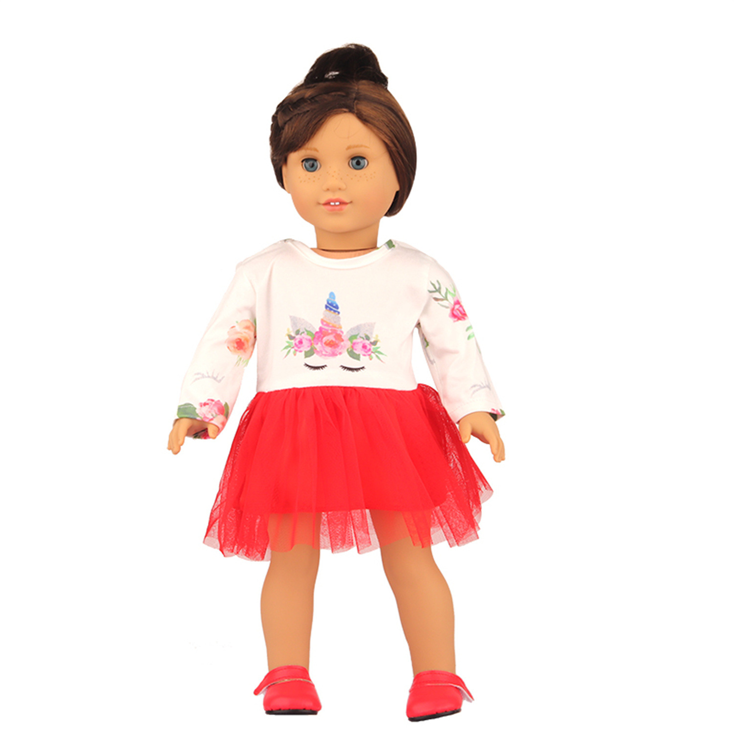 18 pulgadas American Girl Doll Casa de juegos Venta caliente Falda de gasa de unicornio 43cm Ropa de muñeca de renacimiento Falda de gasa de color