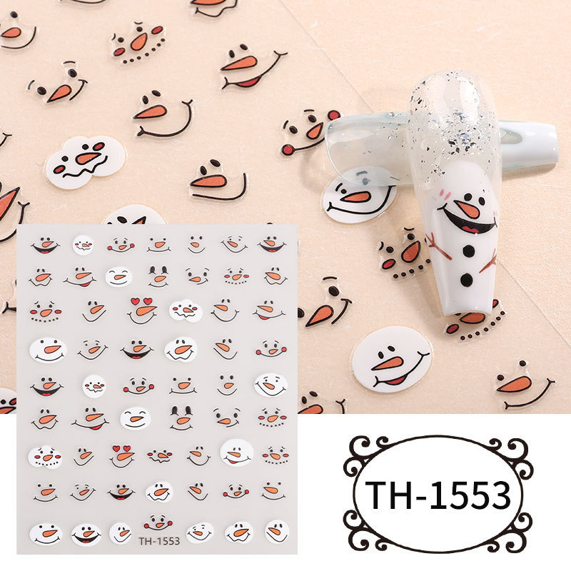 Zhengxiang 新しいインターネット有名人クリスマスネイルアートステッカー DIY ネイルアートデカールクロスボーダー雪だるまクリスマスツリー INS ネイルステッカー|undefined