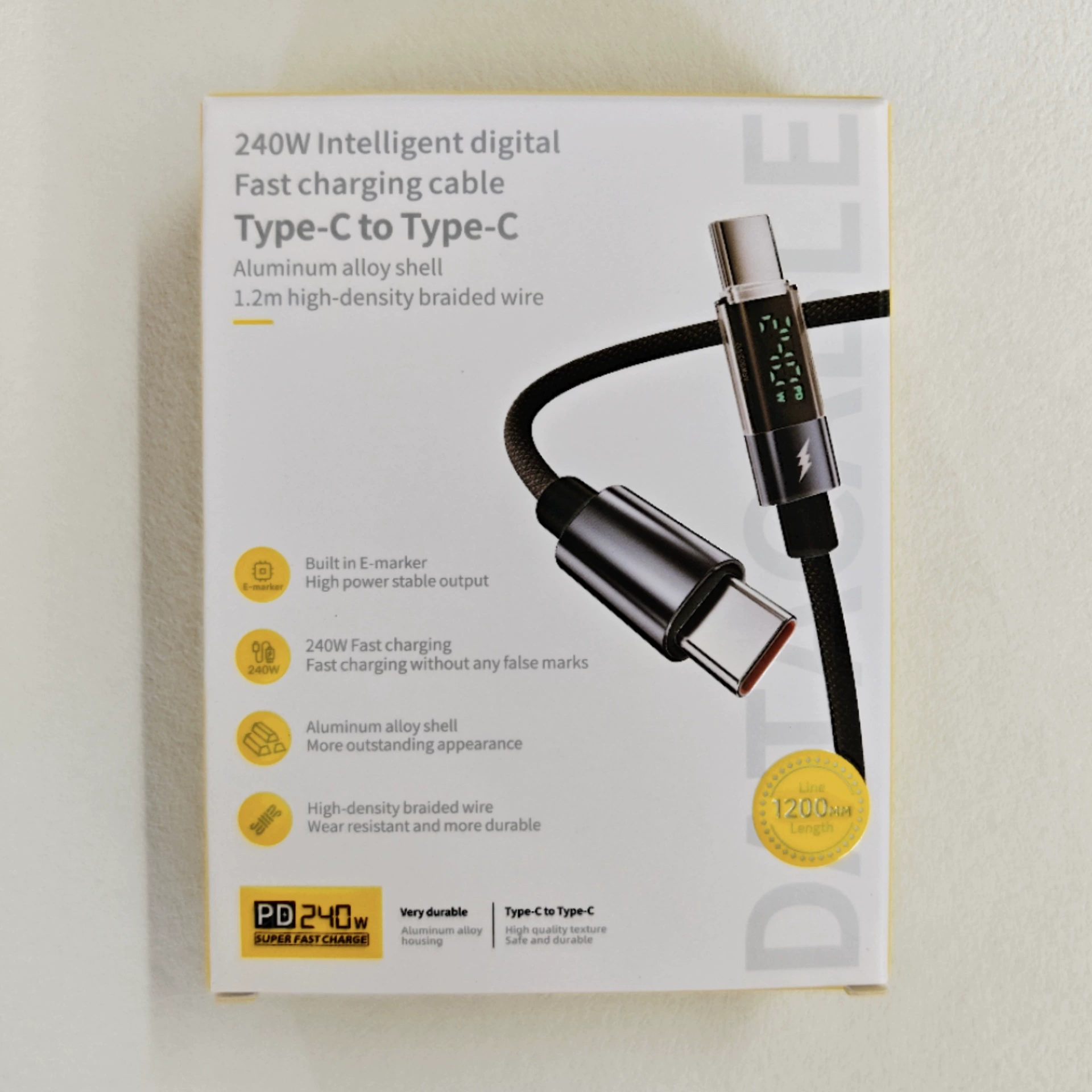 [Умная зарядка] Умная цифровая выдача Bimo 240W быстрый зарядный кабель совместимый с Apple PD27W Android и Huawei