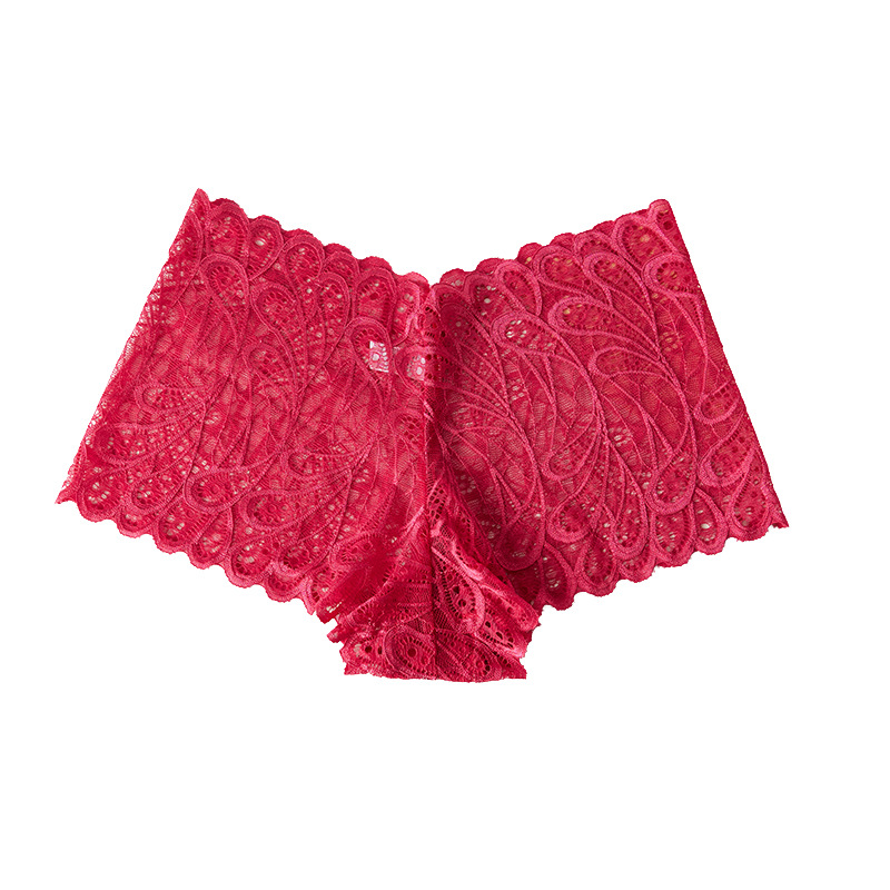 Pantalones de encaje sexy de mujer hueco encantador seductoras pantalones planos cómodos transpirables entrepierna de algodón de mujer