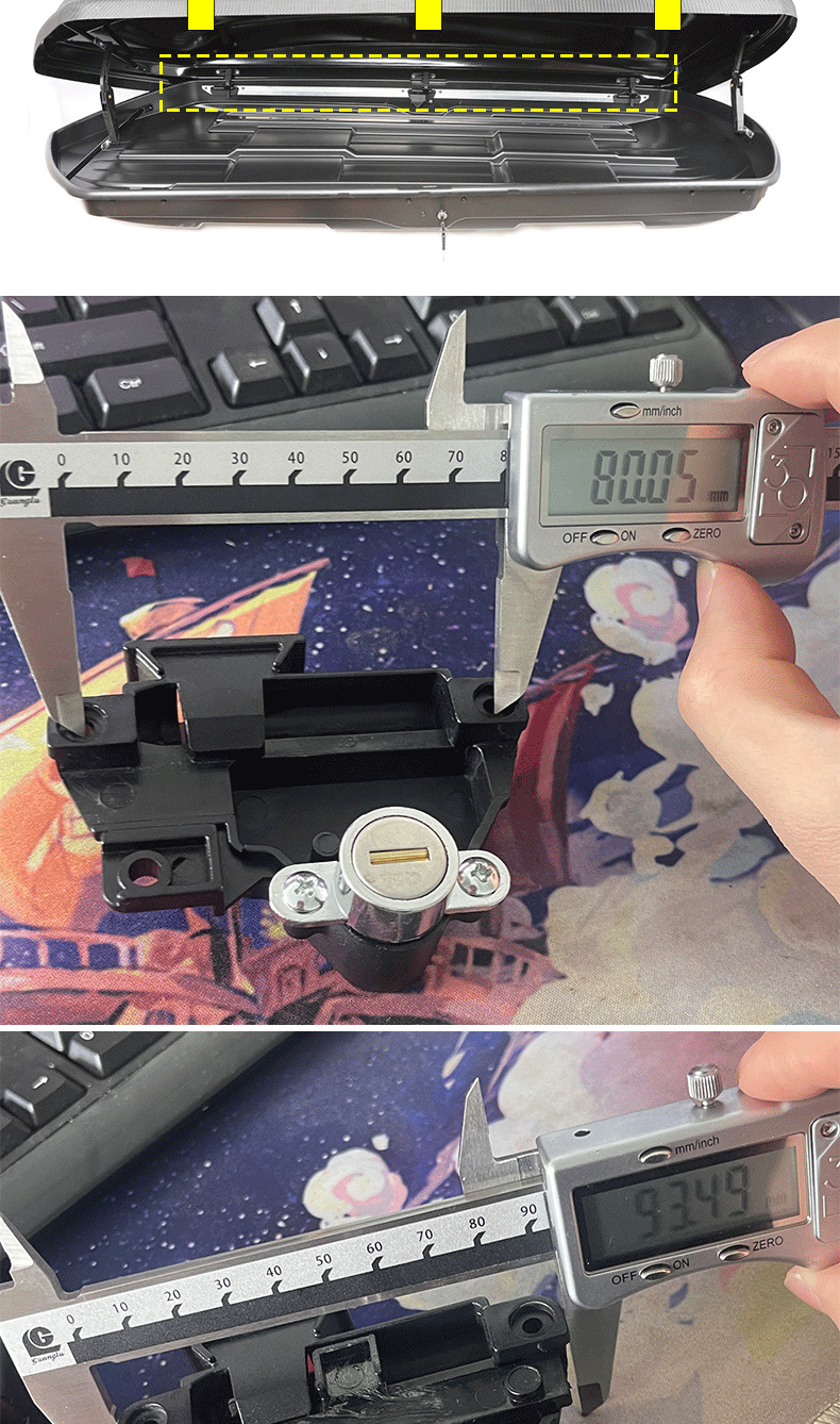 Roof trunk accessories support arm spring curved roof box lock cylinder key manufacturer support frame safety hand