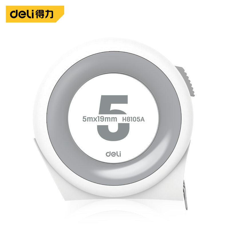 得力工具H8105A钢卷尺5mx19mm自锁耐磨型高精度盒尺子