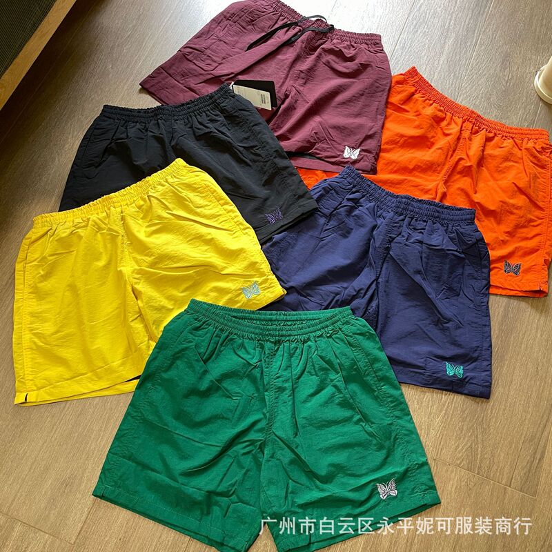 Needlesxbms Butterfly Embroidered Shorts Quick-Drying Nylon Loose Sports Casual Beach Pants Men's Cleanfit Needlesxbms Butterfly Embroidered Shorts Quick-Drying Nylon Loose Sports Casual Beach Pants Men's Cleanfit