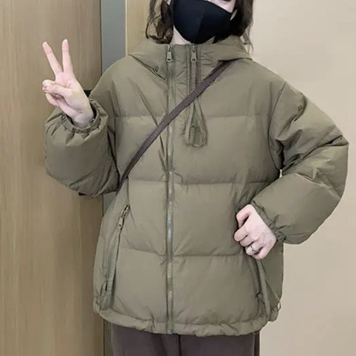Fashionable small design velvet down jacket with zipper