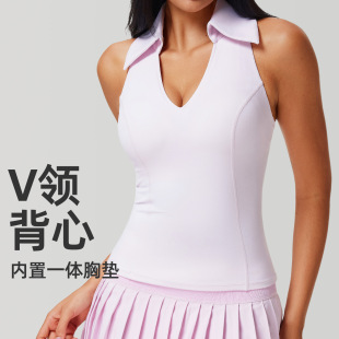 Sports Short-Sleeved Women's Summer Quick-Drying Elastic Tight-Fitting Fixed Cup Vest Outdoor Fitness Yoga Wear Sleeveless Top T-Shirt