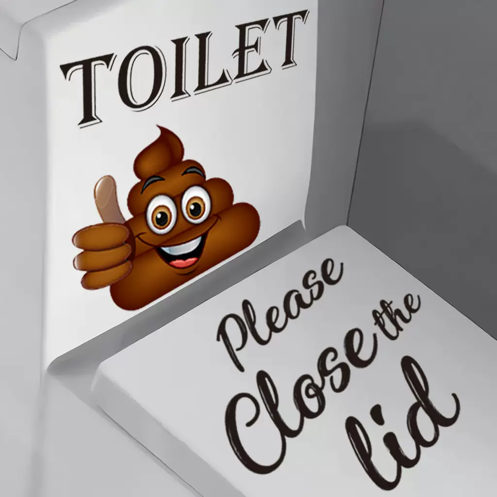居杉TOILET马桶便便Please close the lid卫生间贴纸  PVC马桶贴