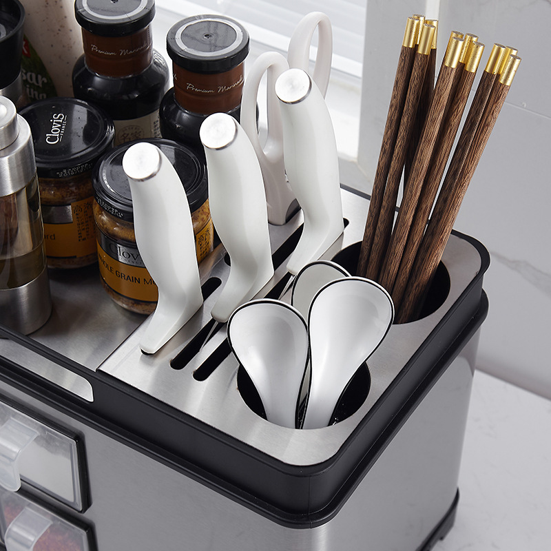Kitchen condiment storage box stainless steel storage rack condiment jar condiment countertop condiment bottle knife holder