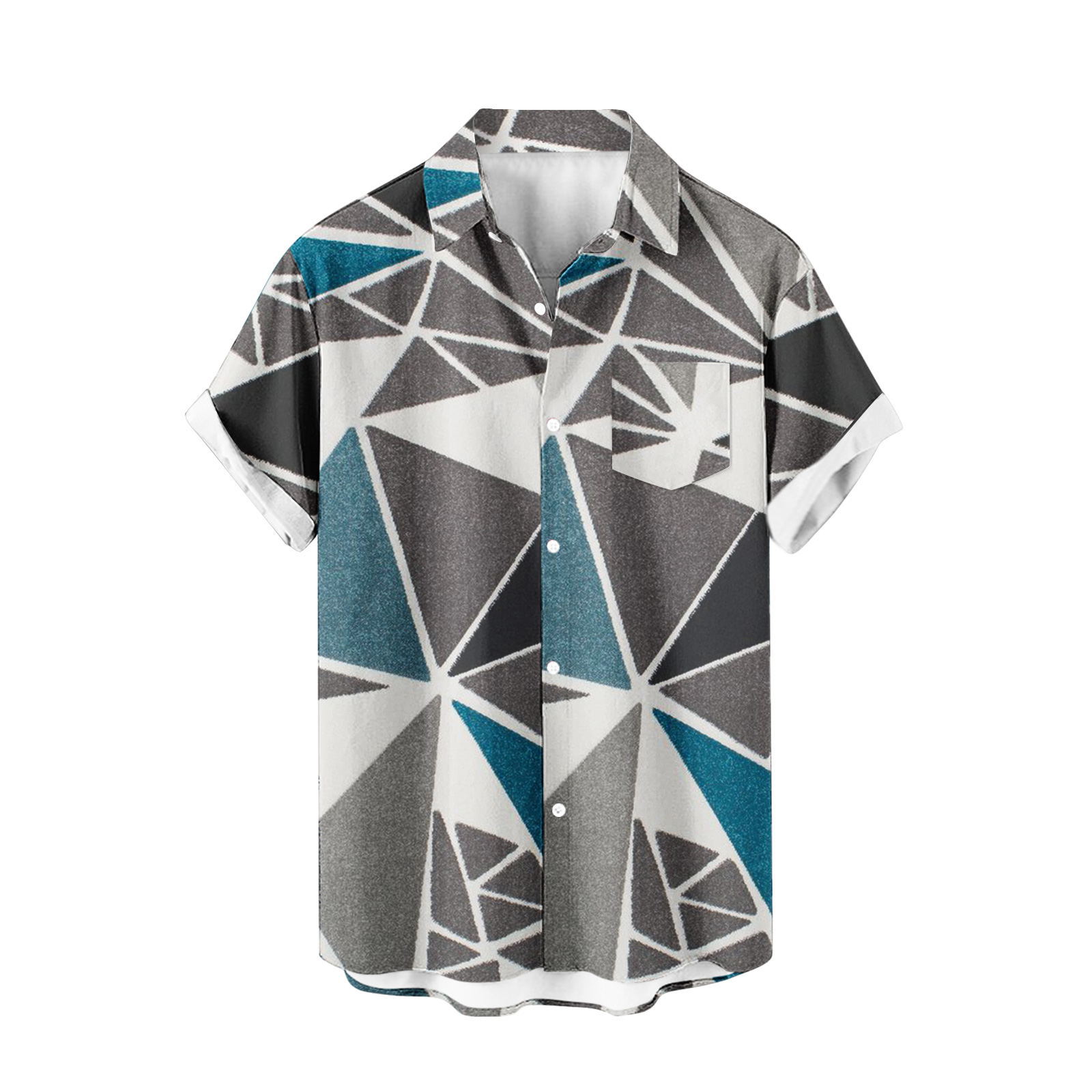 Venta caliente para hombres nueva camisa de manga corta 3D impresión digital moda casual Hawaii playa solapa para hombres