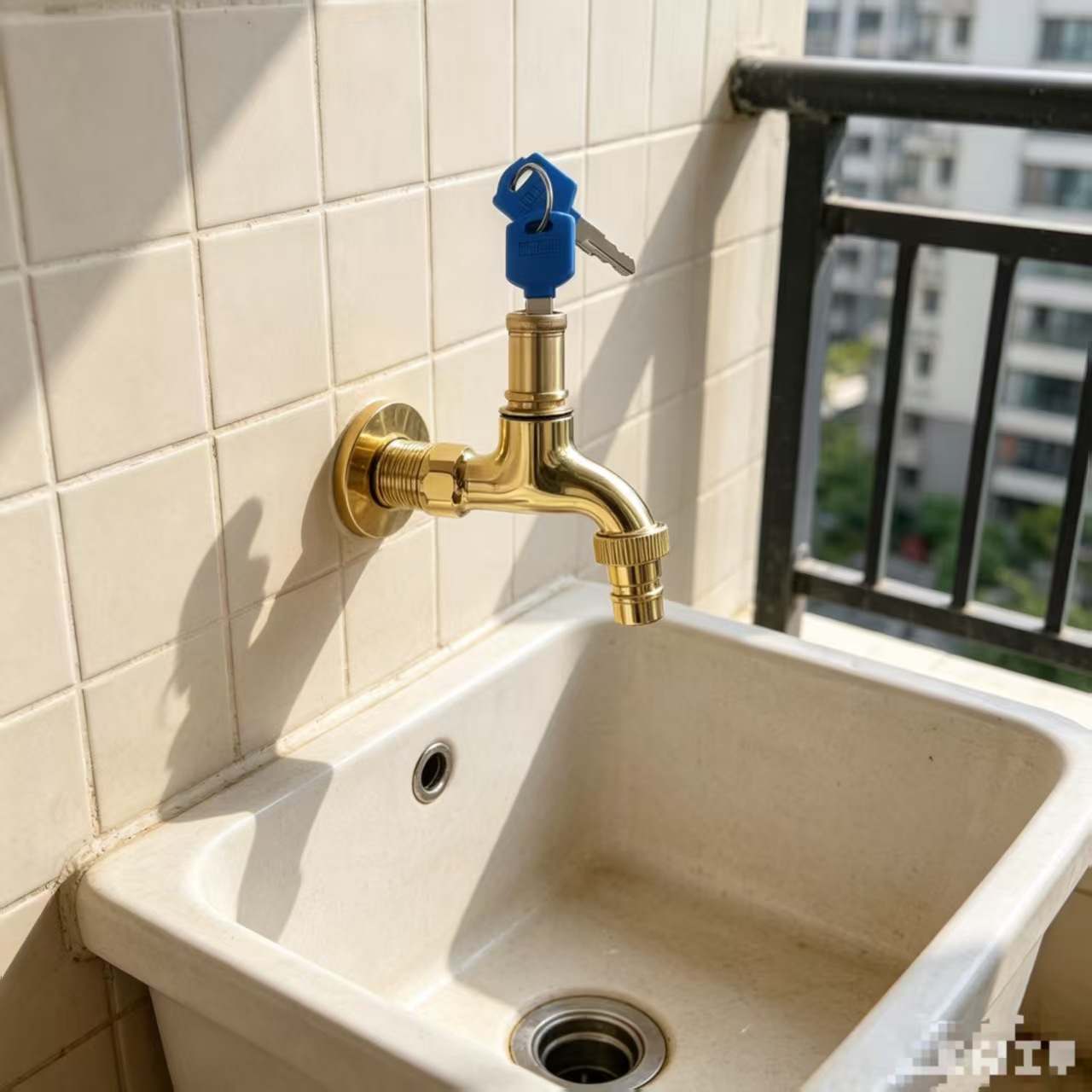 非洲热销 龙头家用带锁水龙头洗衣机4分户外加锁防盗带钥匙龙头