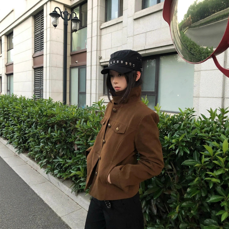 Autumn Lapel Jacket for Women 2025 New Retro High-End Workwear Versatile Short Top for Small People