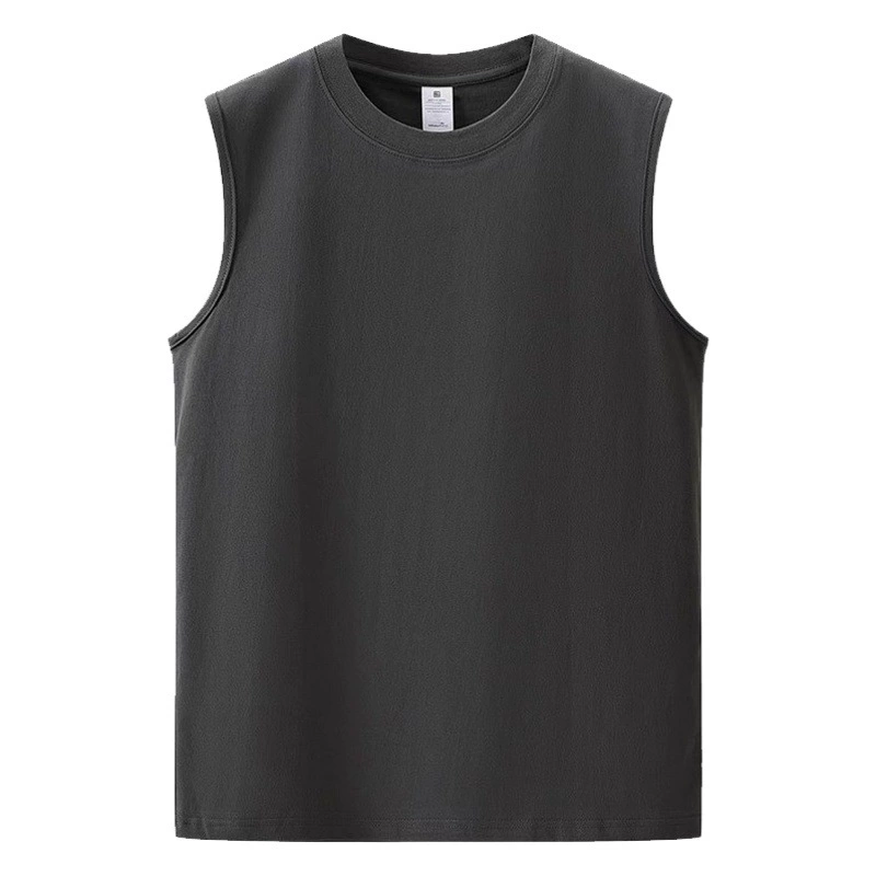 210 г, однотонная мужская футболка из чесаного хлопка без рукавов, мужской свободный спортивный широкий жилет на плечах