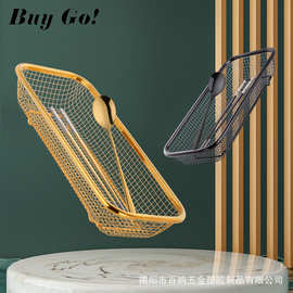 不锈钢筷子篮筷笼 长方形筷子刀叉勺收纳篮 筷子娄多用沥水网蓝