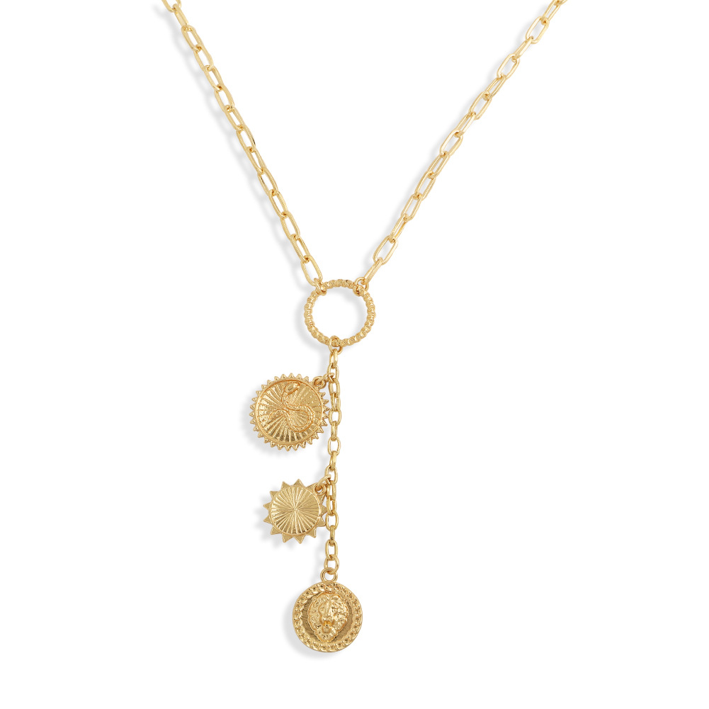 Retro Roman Gold Coin Pendant Necklace display picture 2