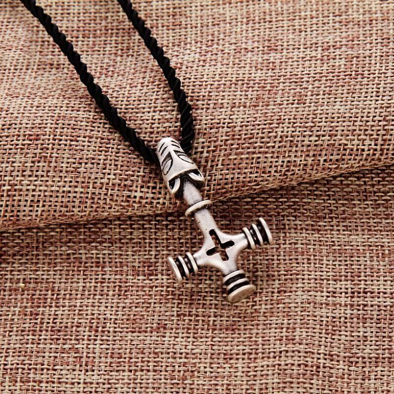 Thor's Hammer Cross Mjolnir Pendant Norse Necklace Rune Viking Jewelry