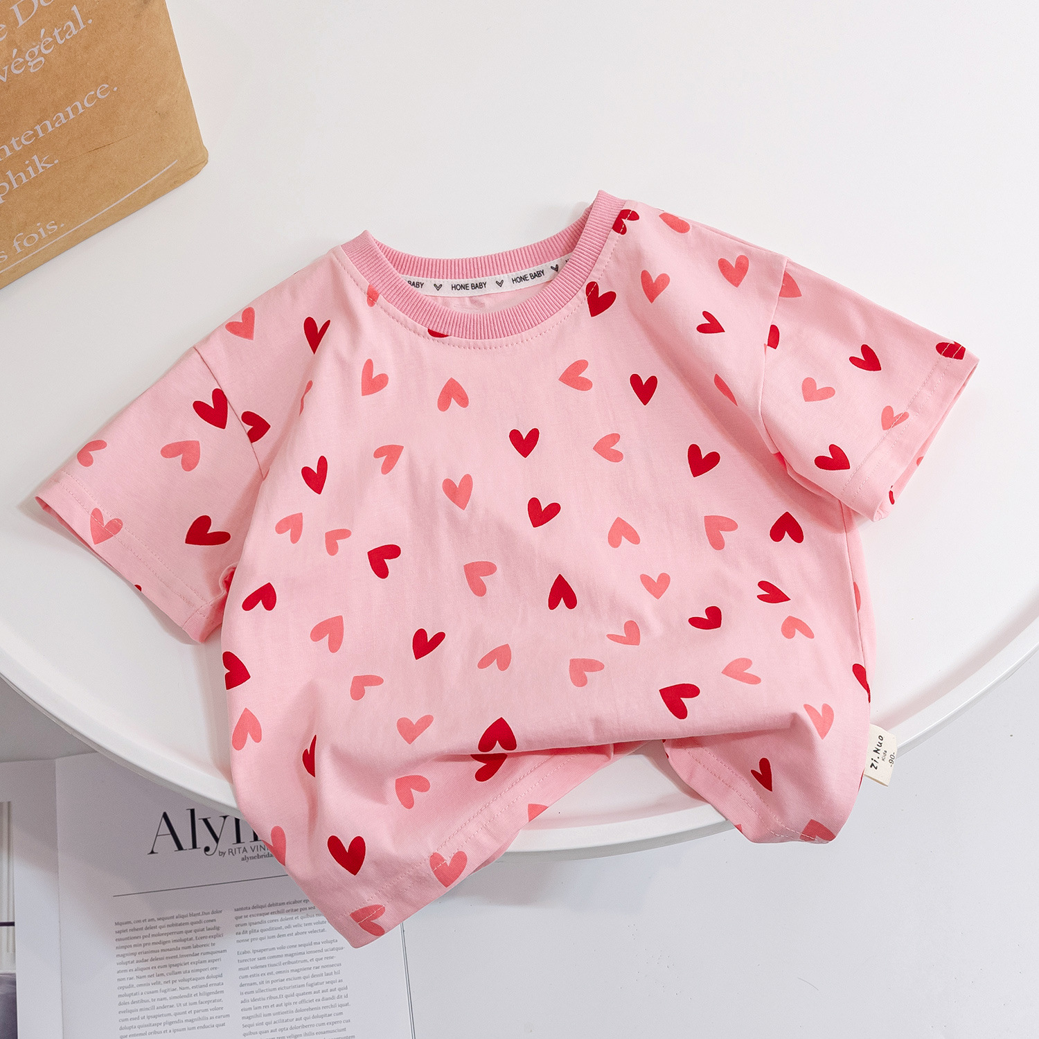 Regular Sleeve Sleeve Type Cotton Fabric Type Simple Style Heart Shape Cotton T-shirts & Blouses