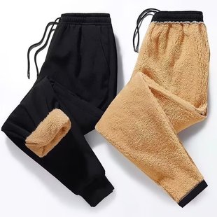 Winter Solid Color Men's Cashmere Pants New Loose Casual Outdoor Velvet Thickeneded Snow Windproof Warm Pants