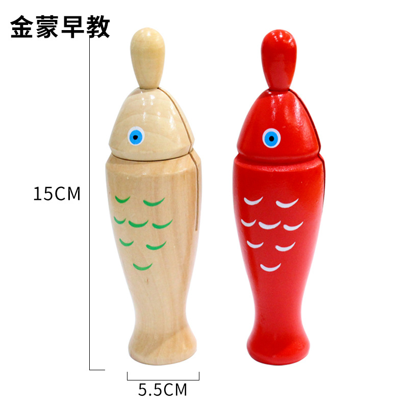 木制工艺品鱼形响筒儿童乐器打击乐器木鱼梆子创意夜市小玩具批发