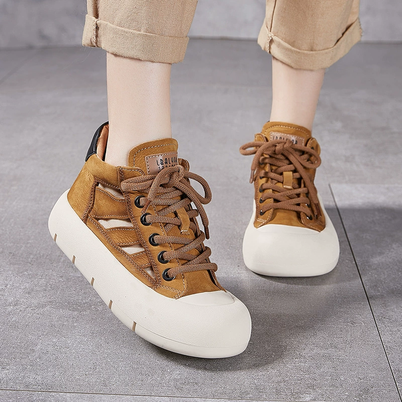 Платиновые босоножки римские сандалии с толстой подошвы женские кожаные высокие ботинки