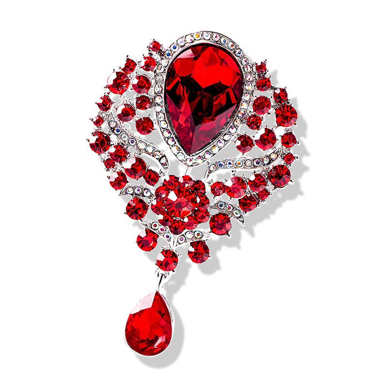 Cross-Border European and American Style Retro High-End Crystal Diamond Pendant Brooch Foreign Trade Corsage Collar Pin Coat Jewelry Accessories