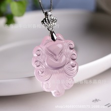 粉水晶九尾狐吊坠一物一图桃花挂件礼物厂家批发水晶狐狸桃花运