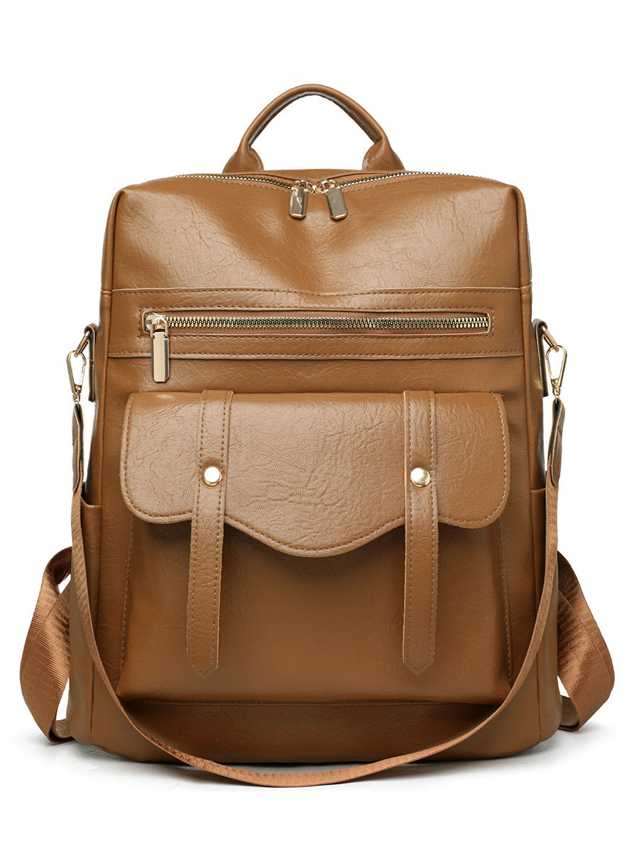 Mochila de cuero suave de comercio exterior transfronterizo para mujeres nuevo estilo retro moda británica universal mochila roja PU ocio de mediana edad