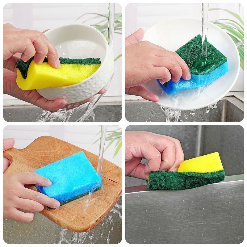 高品質のフルナイロン印刷たわしキッチン食器洗いスポンジ家庭用クリーニング食器洗い鍋高密度スポンジブロック|undefined