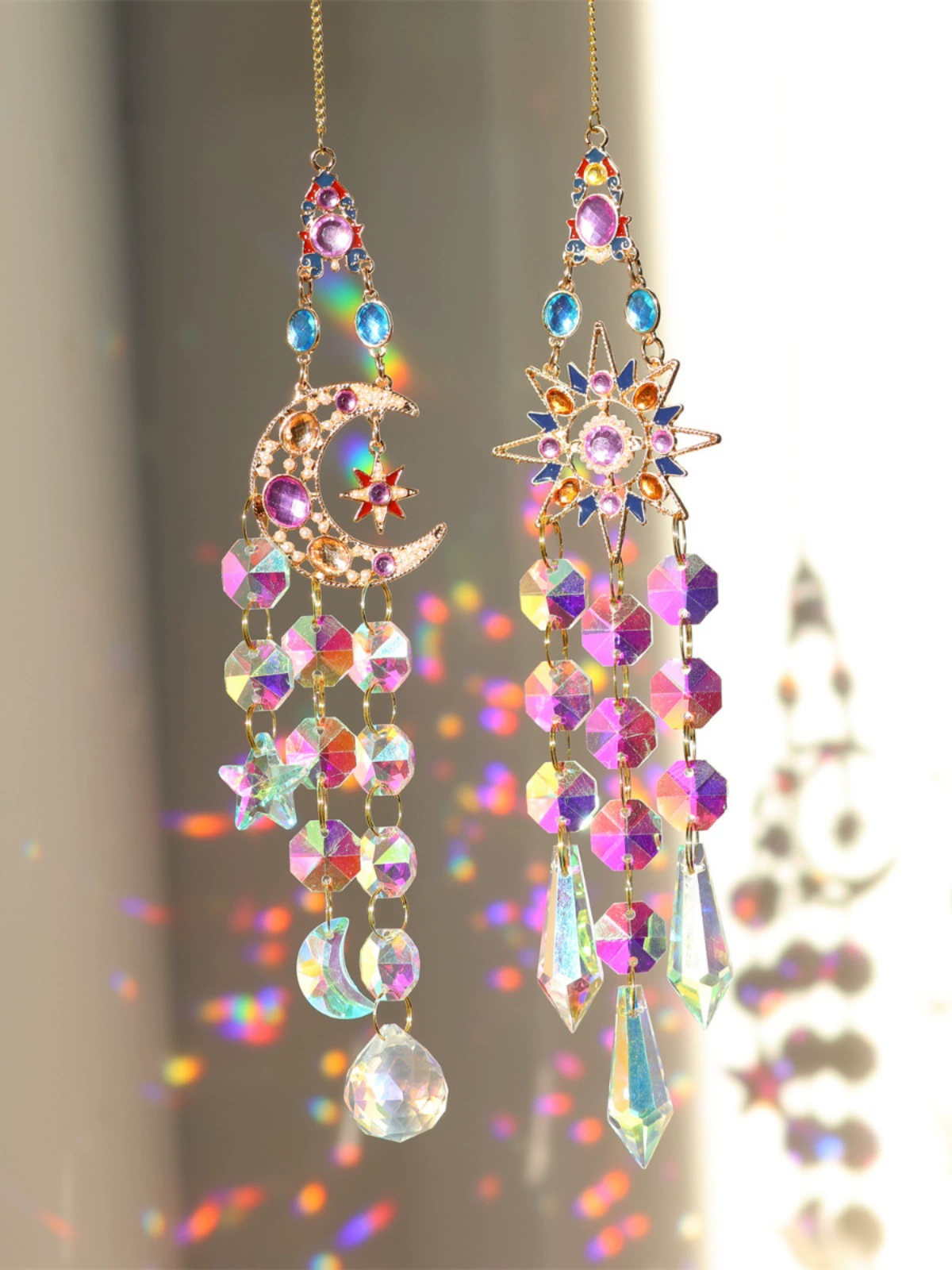 Dream Catcher Sunshine Catcher Pendant Crystal Crystal Lights and Sharing Rainbow Drotting Wind Bell Accessories Children's Room Decoration Gifts