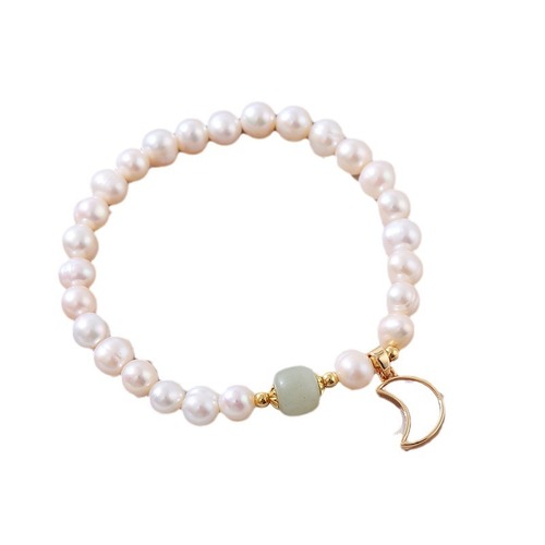 Natural Freshwater Pearl Necklace Korean Gentle Instagram Style Simple Jewelry Pearl Moon Girl Bracelet Wholesale