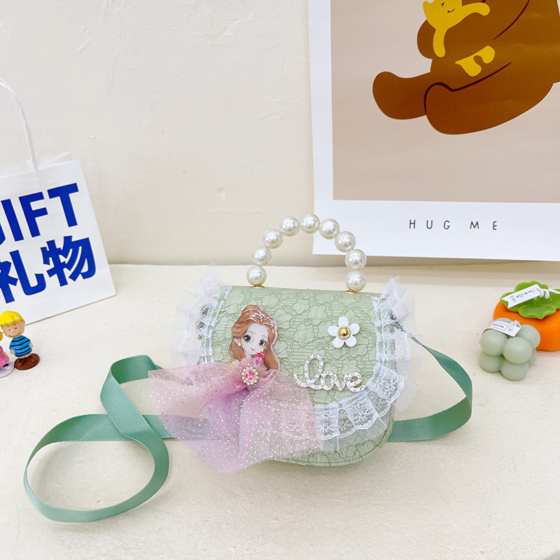 Bolso DE LOS NIÑOS 2022 nuevo lindo princesa perla bolso bandolera al por mayor encaje accesorios bolsa pequeña bolsa redonda
