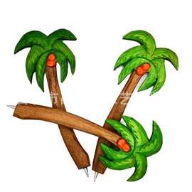 现货厂家直销 椰子树造型手工木制雕刻圆珠笔 中性笔 可换笔芯