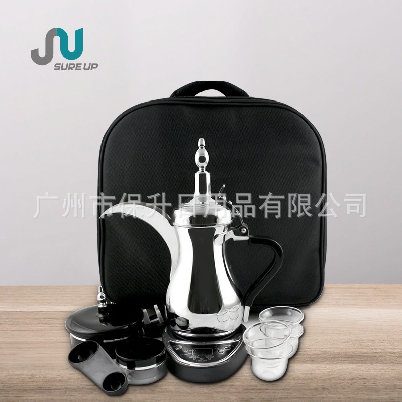 Arabic-Style Stainless Steel Electric Dallah Set, Luxurious High-Top Long-Spout Dallah Pot, Travel Portable Coffee Pot Arabic-Style Stainless Steel Electric Dallah Set, Luxurious High-Top Long-Spout Dallah Pot, Travel Portable Coffee Pot