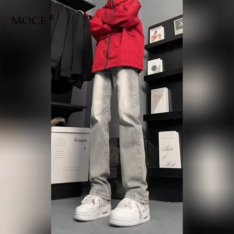 American Style Street Washed Old Weak Jeans Men's Spring and Autumn Straight Loose European and American High Street Vibe Style Long Pants