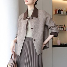 中年妈妈秋冬装洋气毛呢外套老年女装春秋气质休闲双面呢上衣外套