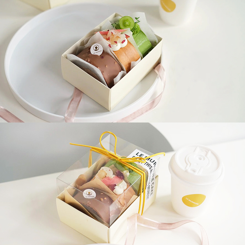 Caja de embalaje de pastel rojo en línea, caja de embalaje de pastel de piel de tigre suiza, caja de toalla de corte, caja de embalaje de postre rectangular