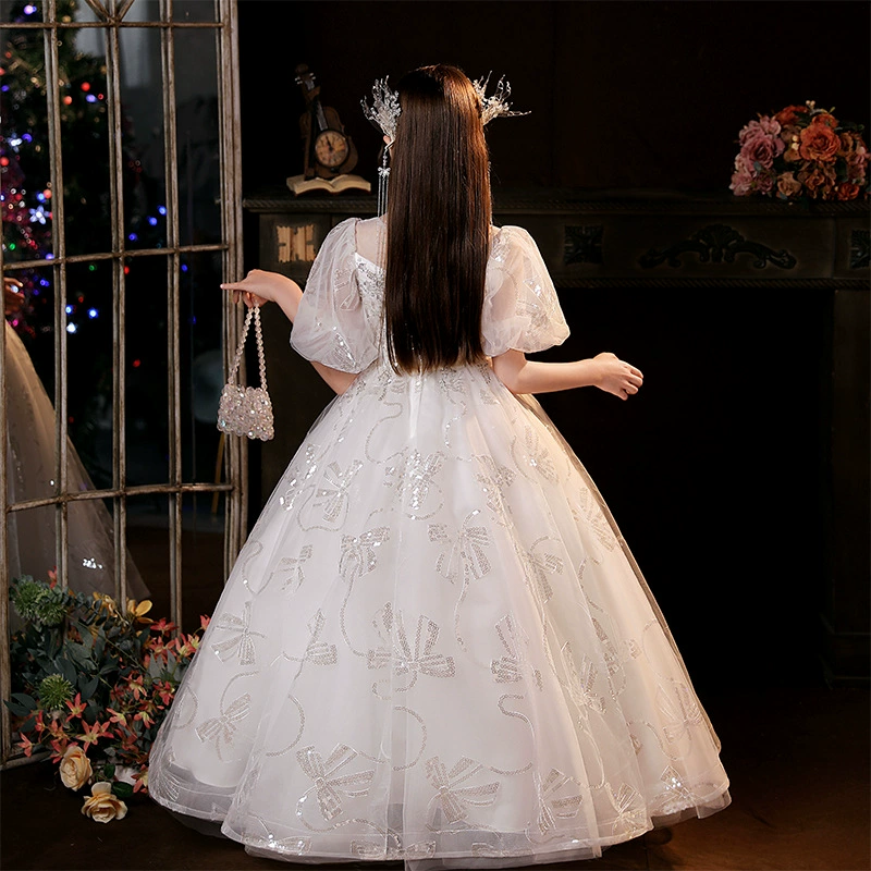 Elegant elite flower girl dress, winter autumn long skirt for princess, piano, children's suit