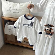 韩国童装2025秋冬新款一体绒连体衣小孩子卡通潮款爬服出口潮