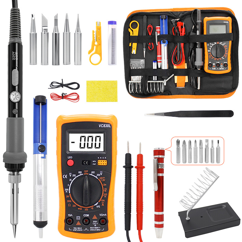 26件套新款139调温电烙铁开关指示灯欧规220V家用维修电焊笔套装