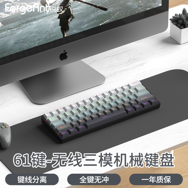 Ruiyi F61 メカニカルキーボード e スポーツゲームオフィスワイヤレス 3 モードノートブックデスクトップポータブル男性と女性のキーボード|undefined
