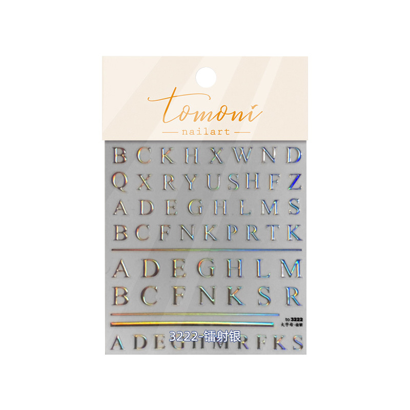 Pegatinas para uñas, nuevas y modernas, letras francesas en relieve, lámina dorada en relieve, pegatinas huecas para decoración de uñas, estilo fresco y de alta gama