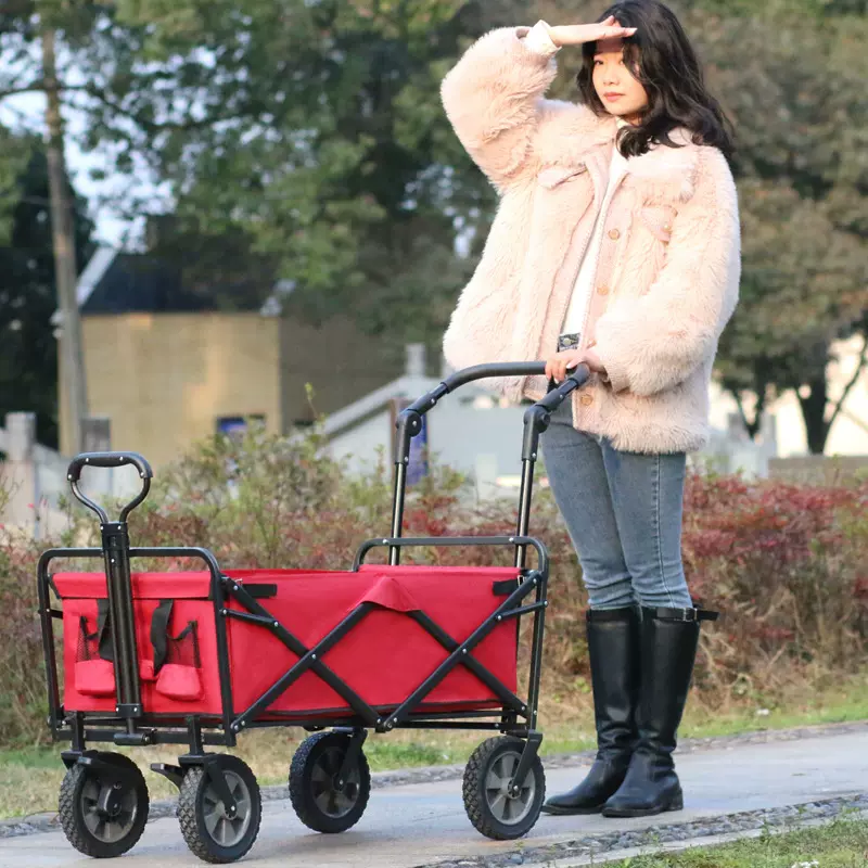 户外野餐露营小推车营地车钓鱼家用购物买菜折叠便携拉杆拉货拖车