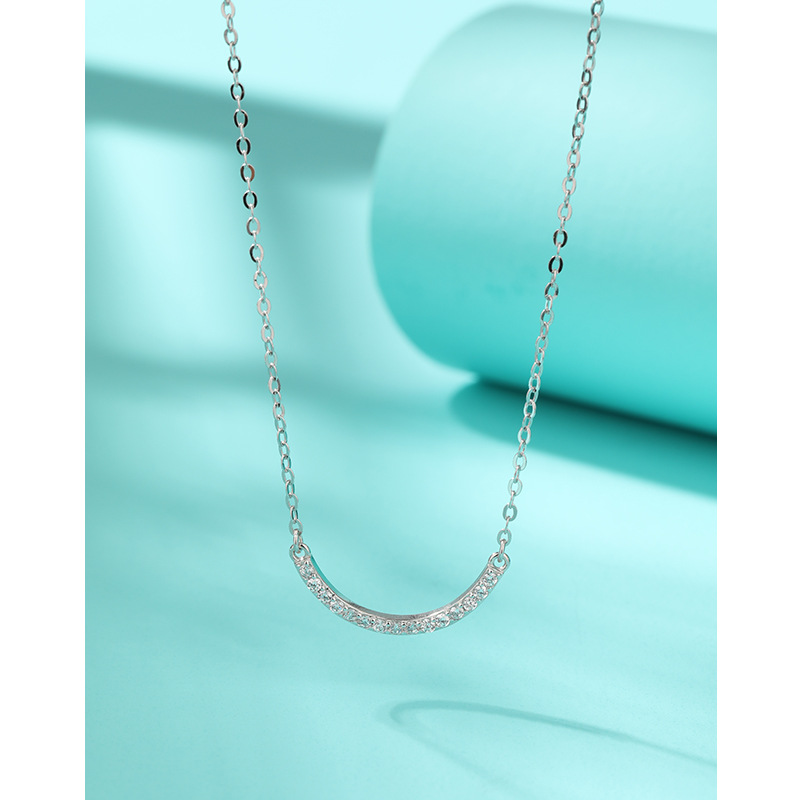 925 plata esterlina collar de sonrisa de moda coreana de nicho de alta calidad cadena de zircon clavícula simple cadena de cuello de viento frío