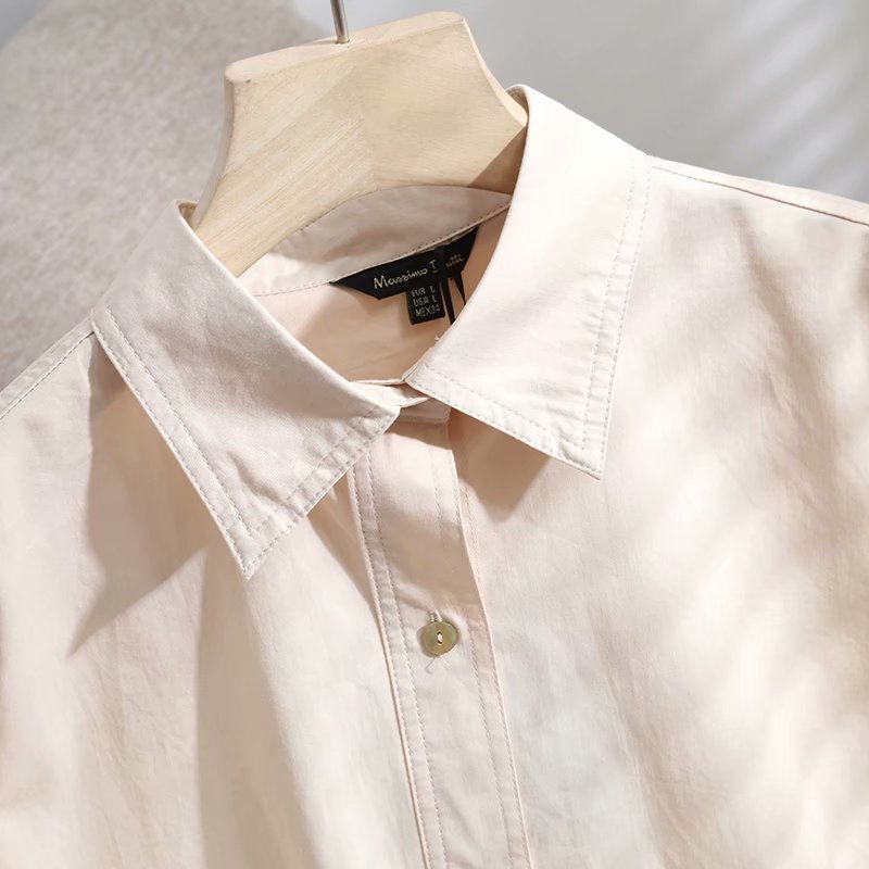 satin texture pure color casual shirt NSAM52427