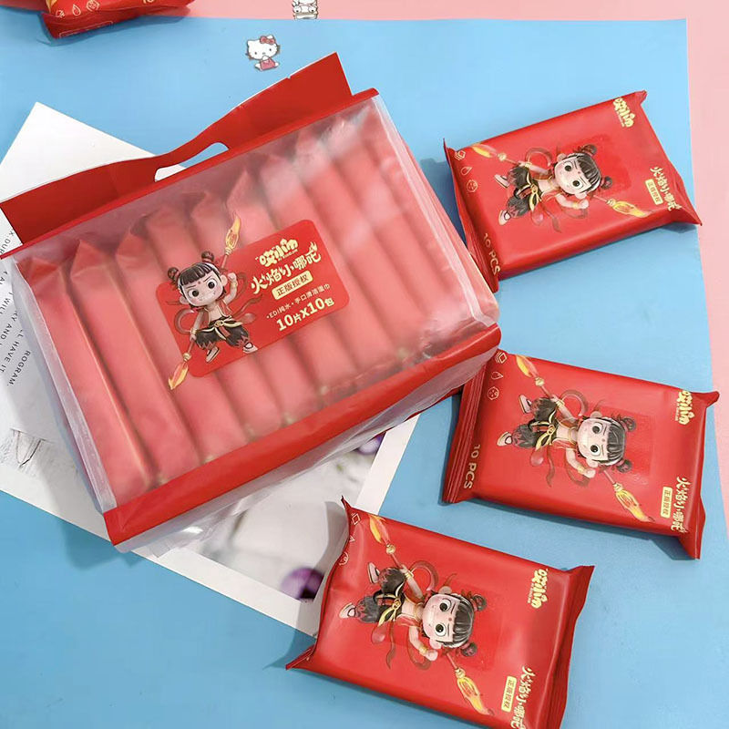 Nezha Ao Bing Baby Wipes 10 Pumps Kidsren's Disposable Hand and Mouth Cleaning Wet Wipes Student Portable Small Bag Wet Wipes Nezha Ao Bing Baby Wipes 10 Pumps Kidsren's Disposable Hand and Mouth Cleaning Wet Wipes Student Portable Small Bag Wet Wipes