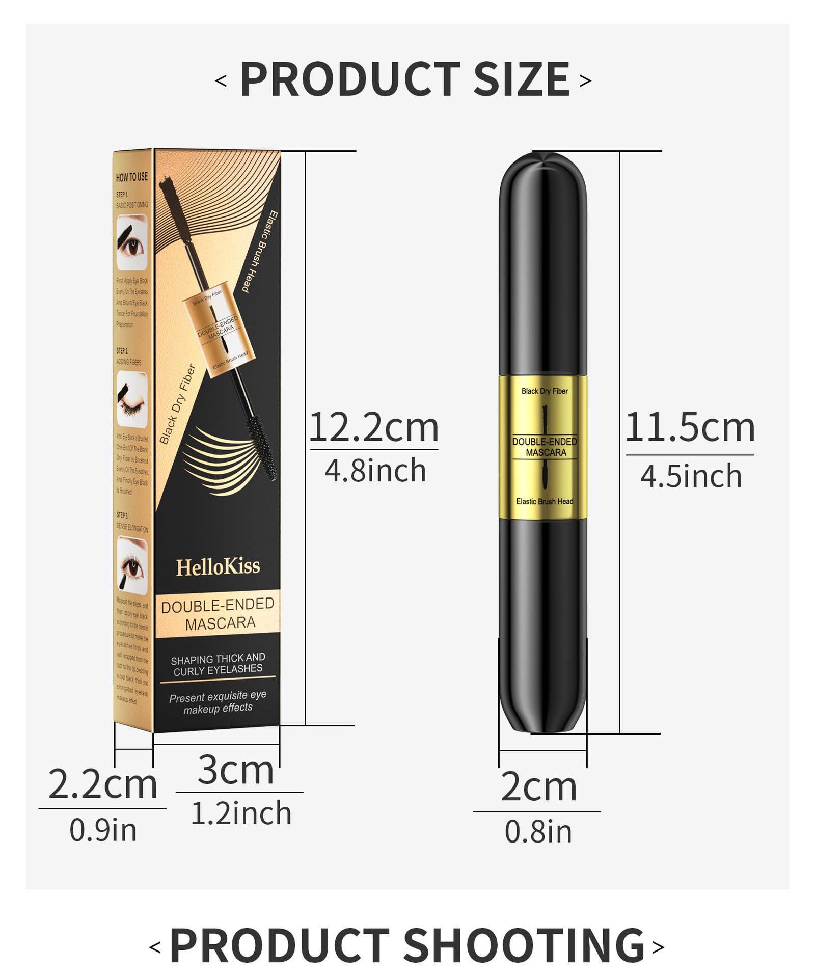 Hellokiss doppia testa due in uno innesto di fibra occhio nero impermeabile, denso, senza trucco, tinto e arricciato_voghion.com