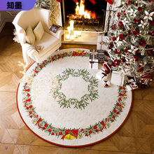 圣诞风地垫圆形圣诞树垫子喜庆节日氛围红色地毯卧室装饰布置脚垫