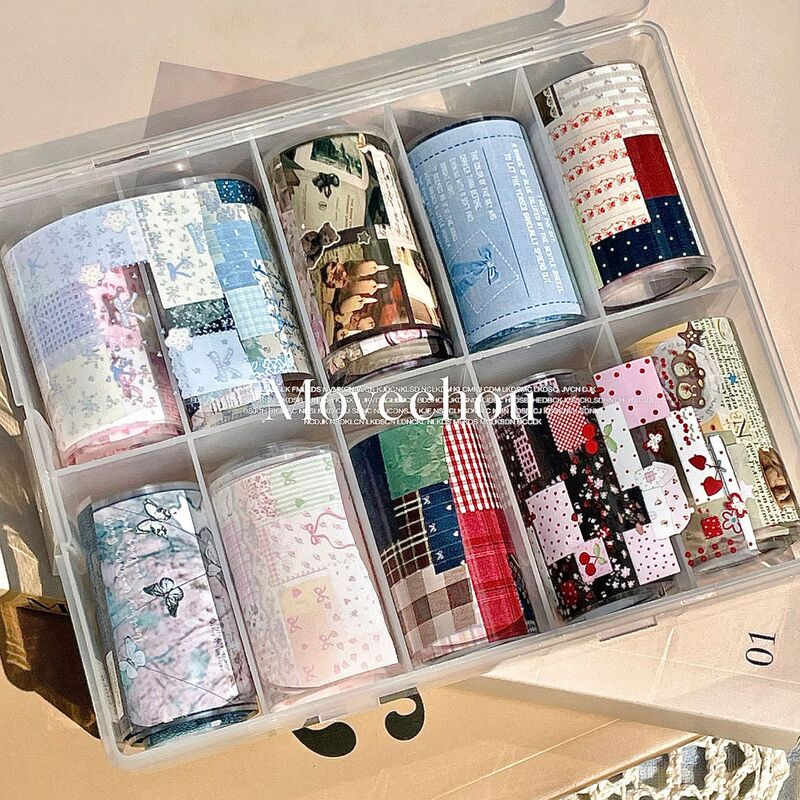 Korean Style Ins Patchwork Chic Denim Nail Art Transfer Paper Retro Sweater Plaid Art Elements Practical