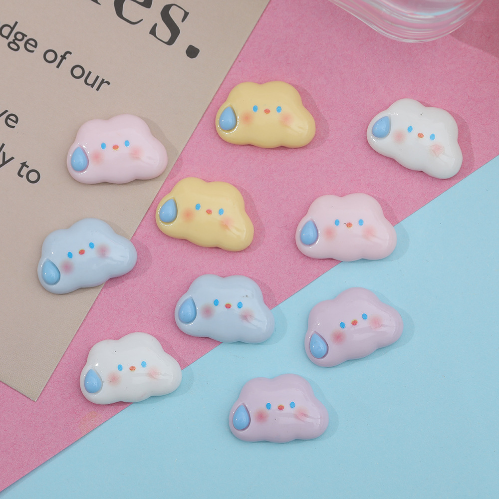 Dibujos animados colorido silencioso nube resina accesorios DIY brillante expresión horquilla teléfono caso llavero material hecho a mano