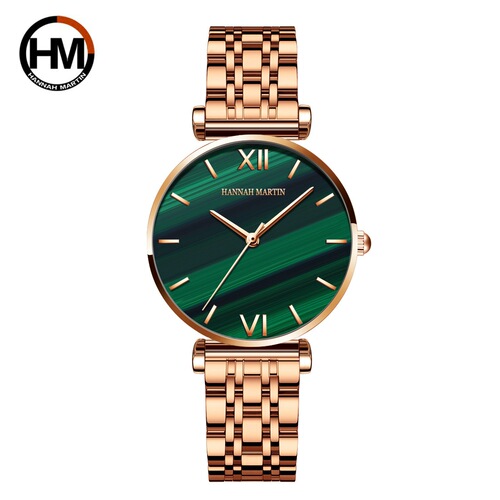 Hannah Martin/Hannah Martin Japanese movement starry malachite small green watch ladies waterproof watch